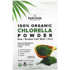 Earth Circle Organics 클로렐라 분말 113.4g(4oz), 1병, 4g