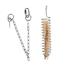 앵무새용품 고리 달린 나선형 금속 새 음식 먹이 앵무새 과일 꼬치, 2.chain stick, 1개