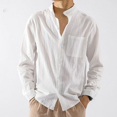 빛깃닥 남성용 린넨 셔츠 오버핏 긴팔 캐주얼 상의