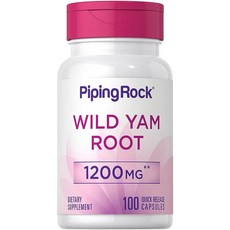 Piping Rock Wild Yam Root 캡슐 1200mg | 100개 | 추출물 보충제 | 글루텐 프리 GMO 프리