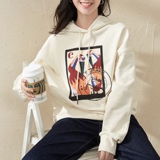 차이나 브릿지 하이 버전 진심 가치 소녀 디자인 우표 풀 인쇄 드로스트링 드롭숄더 가을