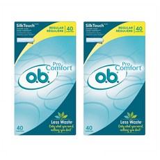 o.b. 프로 컴포트 레귤러 40개입 2팩 o.b. Pro Comfort Applicator Free Digital Tampons Regular Absorbancy