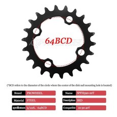 PROWHEEL 자전거 체인링 64/96/104 BCD 자전거 체인휠 8/9/10/11 속도 Mtb 체인 링 트리플 플레이트 22/24/30/32/40/42/44T, 색깔9, 1개