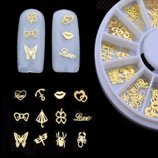 1Pcs 새로운 3d 골드 메탈 네일 아트 스티커 장식 휠 버터플라이 립 디자인 Tiny Slice DIY 네일 액세서리 : 뷰티, 1, 단일옵션
