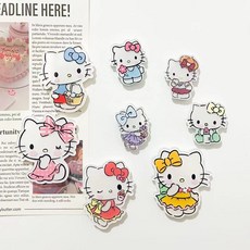  포차코&헬로키티 냉장고 자석 큐티 카툰 캐릭터 굿즈 고급 아크릴 마크넷 집안 주방 부엌 인테리어 소품 메모지 고정 강력 자석/스티커 8P/10P세트, 헬로키티 자석 8매입, 스티커형 