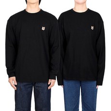 [메종키츠네] 22FW 블랙 폭스 헤드 패치 긴팔 티셔츠 FU00163KJ0010 BK
