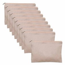 Uspacific 10pcs Multipurpose Makeup Bag with Zippe Beige Canv/1656490