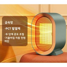 PYHO 온풍기미니히터 따뜻한 공간 가정용 온풍기 소형 온풍기 휴대용 사무실 탁상용 전기히터 안전 저소음 PTC, 빈티지 그린