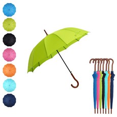 튼튼한 아동 학생 성인 남자 여자 우드 곡자 손잡이 무지패션 자동 장우산 솔리드 우산 565*12K(FRP)
