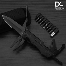 다이쿠나 맥가이버 나이프 플라이어 다기능 스테인레스 캠핑용품, 블랙, 1개
