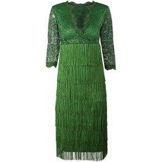 VIJIV 플래퍼 드레스 1920s Gatsby 3/4 Sleeves Sequin Inspired Style Lace Party Homecoming Dress Green S