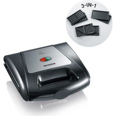 세버린 토스터기 SEVERIN SA 2968 3-in-1 샌드위치 메이커 토스터 교환 가능 접시: 브뤼셀 와플 다리미 그릴 111023