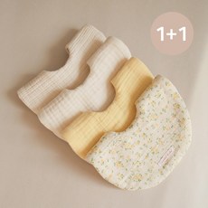 [무무앤두두] 가을 겨울 Yellow Flower 거즈 턱받이 1+1, 01.턱받이 - 옐로우플라워 + 아이보리set