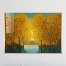 아트블루 풍수 인테리어 추상화 황금 나무A 그림 거실 현관 액자, 8번 황금 나무사이로 넓은 강