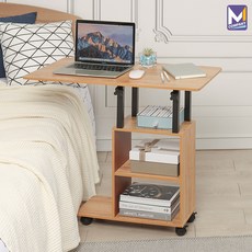 MCOMPANY 노트북 테이블 컴퓨터 보조 책상 바퀴형 간이 협탁 사이드 높낮이조절 이동식 사무실 티테이블 학생 침대 다용도 선반 정리대 수납 소파 원목 높이조절 클라우드, 바퀴형 클라우드(1)