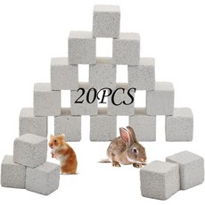 PINVNBY 20pcs Rbits 용암 블록 친칠라 블록 햄스터 미네랄 스톤 작은 동물 사각 칼슘 이빨 푸미체 분쇄 씹는 토끼 기니 피그, 【20 PCS】, 1개