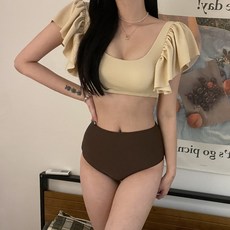 VANANA2 러블리 어깨 프릴 비키니 투피스 수영복