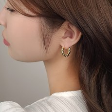 [초콜리트쥬얼리] 필로우 꼬임 로프 볼드 원터치 링귀걸이 2컬러