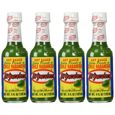 El Yucateco Sauce Habanero Green Hot - 4 Ounce (Pack of 4) 엘 유카테코 소스 하바네로 그린 핫 - 4온스(4팩), 120ml, 4개