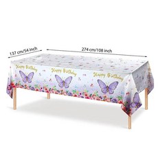나비 일회용 식탁보 플라스틱 직사각형 용수철 생일 테이블 커버, 1.style F, 1개