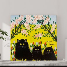 모드 루이스 그림 액자 명화 네이브 아트 포스터 아이방꾸미기 인테리어 선물, 17.검은고양이와 튤립