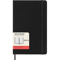 Moleskine 2023-2024 데일리 플래너 18M 라지 블랙 하드 커버 (12.7 x 21.6cm(5 x 8.25인치)), Weekly Horizontal, Black