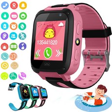 어린이 스마트 시계 다이얼 전화 smartwatch 방수 키즈 스마트 시계 antil lost tracker smartwatch gps kids x mas gifts d20, 단일, 분홍색