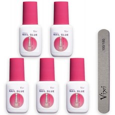 5 x 8g by Vixi EXTRA STRONG NAILUE BRUSH 및 FREP FILE 클리어 인스턴트 건조 접착제 프로페셔널 살롱 품질, 1, 단일옵션