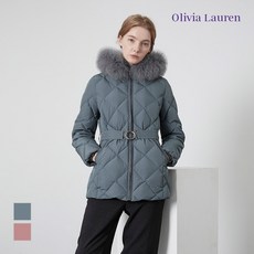 올리비아로렌 여성용 폭스퍼 탈부착 중기장다운 VOCKDYWA436