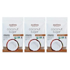 Nutiva 누티바 GMO 무첨가 비정제 코코넛 설탕 454g 3 팩, 1 Pound, 상세페이지참조