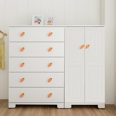 라샘 토끼 베이비장 2P세트 옷장+와이드서랍장 IH0946, 당근_IH0946, 화이트