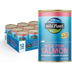 Wild Planet 와일드플레닛 와일드 핑크 스킨+뼈 포함 연어 통조림, 12개, 418g