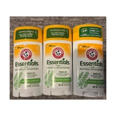 암앤해머 3팩 Arm & Hammer Essentials 로즈마리 라벤더 데오도란트 2.5온스 209099, 3개