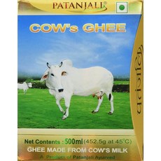 인도정품 파탄잘리 Patanjali 소 Cow 기(Ghee) 정제 버터 500ml, 1개
