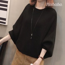 나바바 NK061 여성 라운드넥 가오리 니트 스웨터