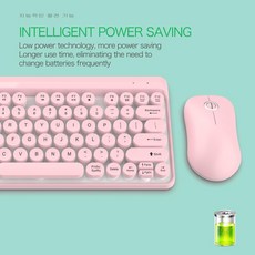 Zeyuan L100 2.4G 미니 무선 키보드 및 마우스 세트 방수 + USB 수신기, 분홍, 모델명2