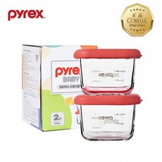 파이렉스 이유식용기 스팀홀 사각 210ml 2P, 2개