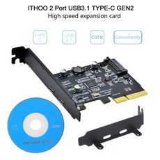 10GB USB 3.1 대 이중 유형 C 확장 카드 PCI-E 4X ~ USB 3.1 Gen2 USB C 데스크탑 PC 컴퓨터 용 어댑터, 검은색