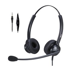 EOM 마이크가있는 휴대 전화 헤드셋 3.5mm 헤드셋 듀얼 귀 iPhone과 호환 삼성 ZTE 화웨이 샤오 미 등 스마트 폰 - E041307D4FHRQH2, 기본