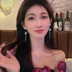 유니크 실버 드롭 큐빅 눈송이 여성 패션 귀걸이 J892