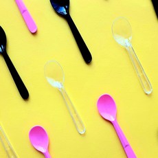 생활을그리다 벌크포장 아이스크림 스푼 블랙 12cm, 5개, 200개입
