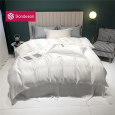 고급 이불 침구 세트 Sondeson-럭셔리 100% 실크 화이트 침구 세트 건강한 피부