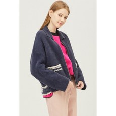 베네통 집업 카라 니트 가디건 네이비 아웃포켓 캐주얼 아우터