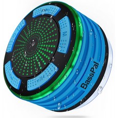 BassPal Shower Speaker Waterpoof IPX7 Portable Wireless Bluetooth Speakers with Radio Suction Cup &amp; LED Mood Lig, 단일옵션