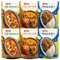 카파오무쌉덮밥소스x2+코코넛게살푸팟퐁커리x2+크림치킨마크니커리x2, 6개, 150g, 1세트