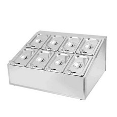 반찬 냉장고 업소용 뷔페 셀프바 찬밧드 정육냉장고, 6구 2열 조미료대 1/6x15cm