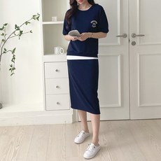 여름니트스커트세트