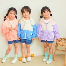 [유니키즈] 네모 바람막이 점퍼 유아동 키즈 남아 여아 봄 여름 자켓 등원룩 하나비