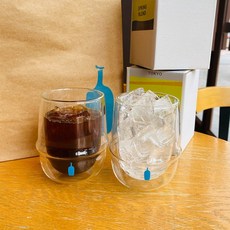 블루보틀 머그컵 bluebottle 더블월 클래식 글라스 유리컵 아이스 커피잔, 투명컬러페어 255ml (2개), 2개