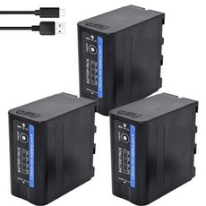 USB 출력 배터리 LED 전원 표시기 포함 소니 F960 F550 F570 F750 F770 MC1500C 190P 10000mAh NP F970 NP-F980 F960, 3) 3Pcs Battery